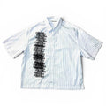 Glitch Pinstripe Button T-Shirt