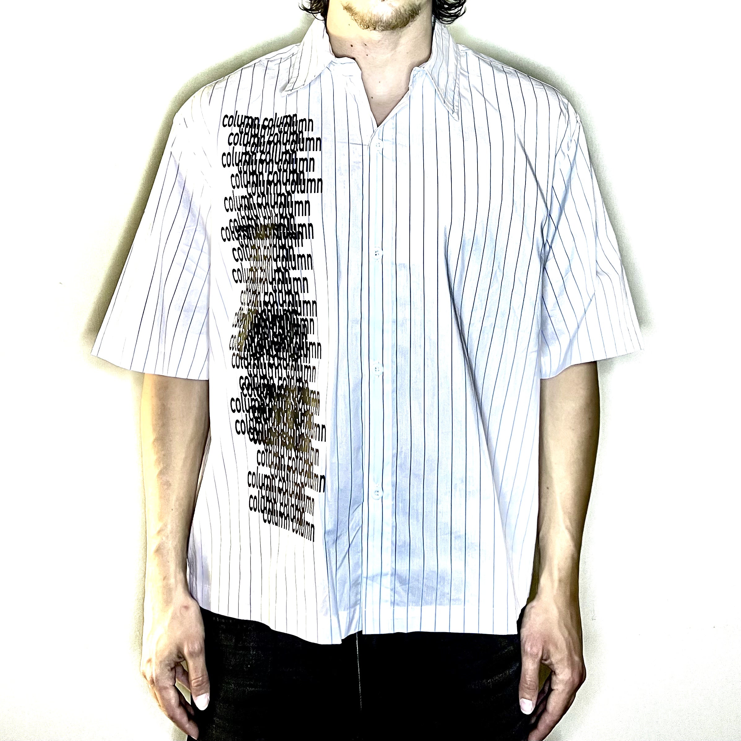 Glitch Pinstripe Button T-Shirt