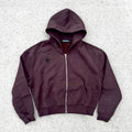 Box Cut Zip-Hoodie (Brown)