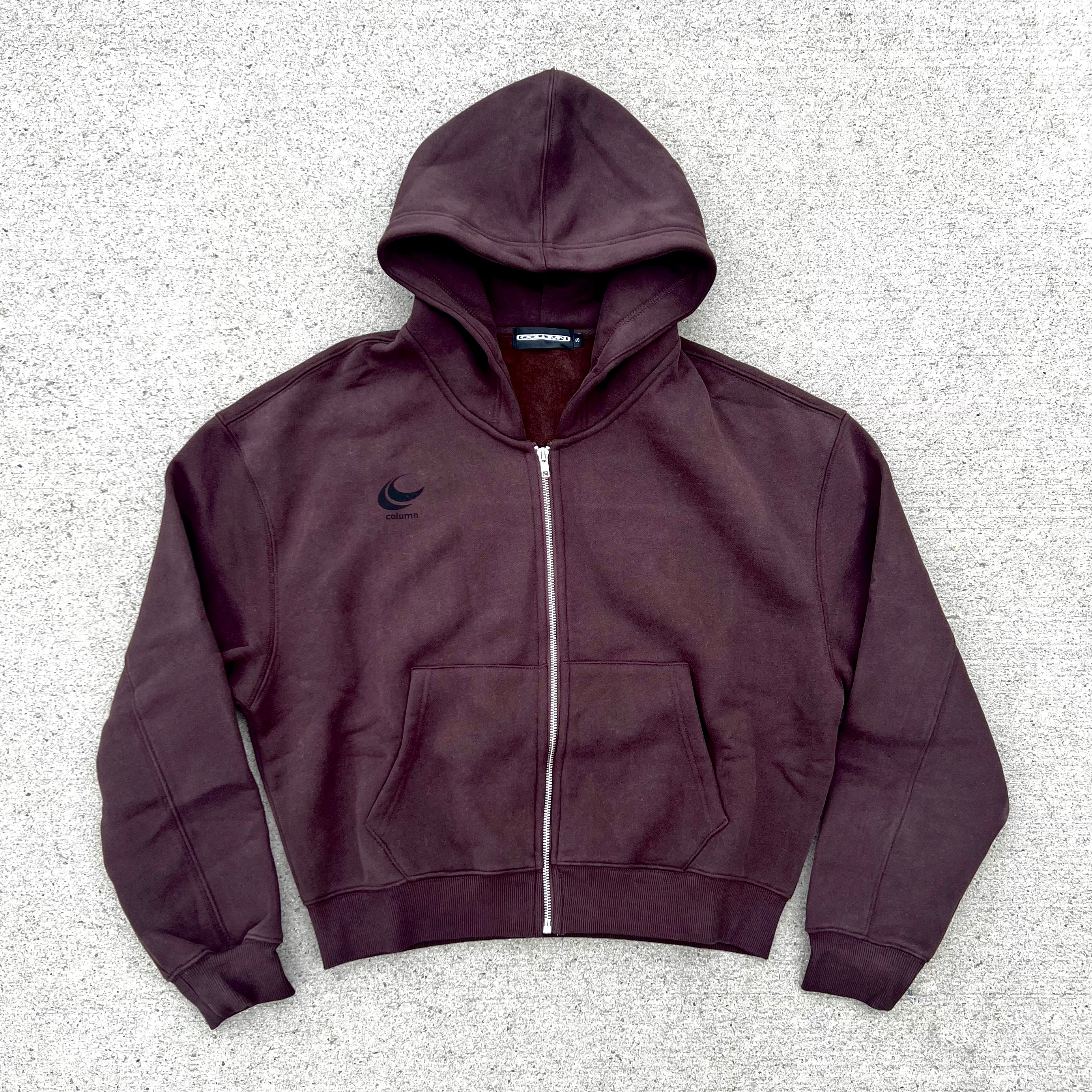 Box Cut Zip-Hoodie (Brown)
